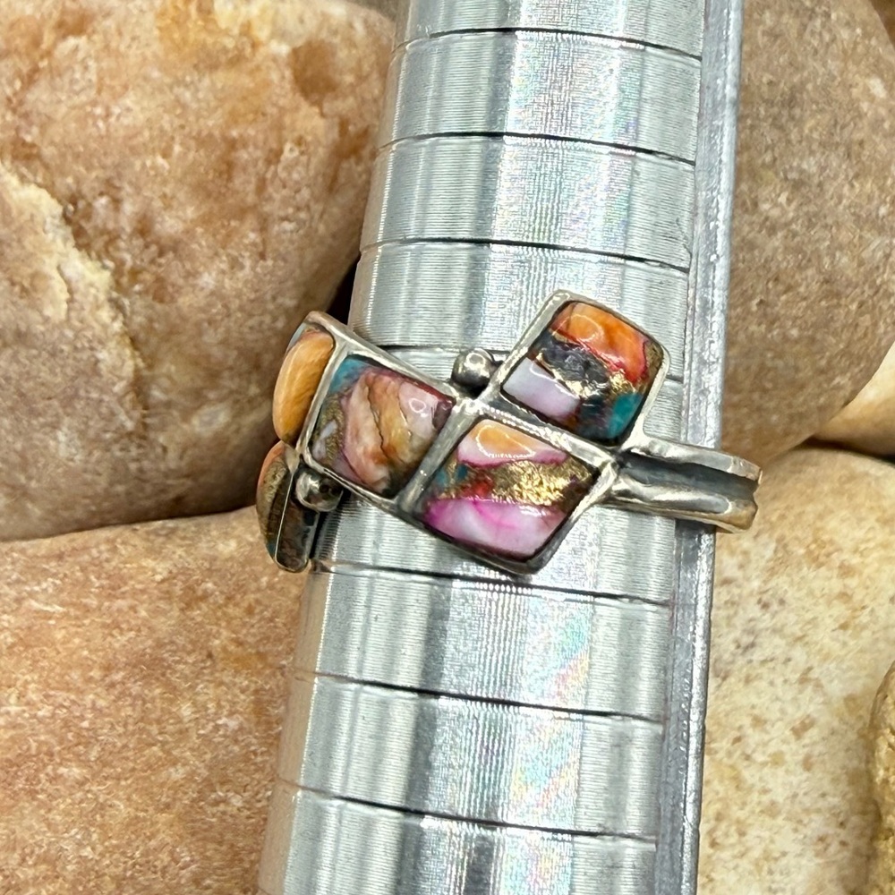 Santa Fe Multi Gemstone 925 Sterling Silver Ring Sz 8 5.5ctw Southwestern Style - Picture 14 of 17